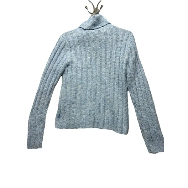 Y2K Aeropostale 2000s Womens size Large Blue Shimmer Sparkle Ribbed turtleneck - Image 4