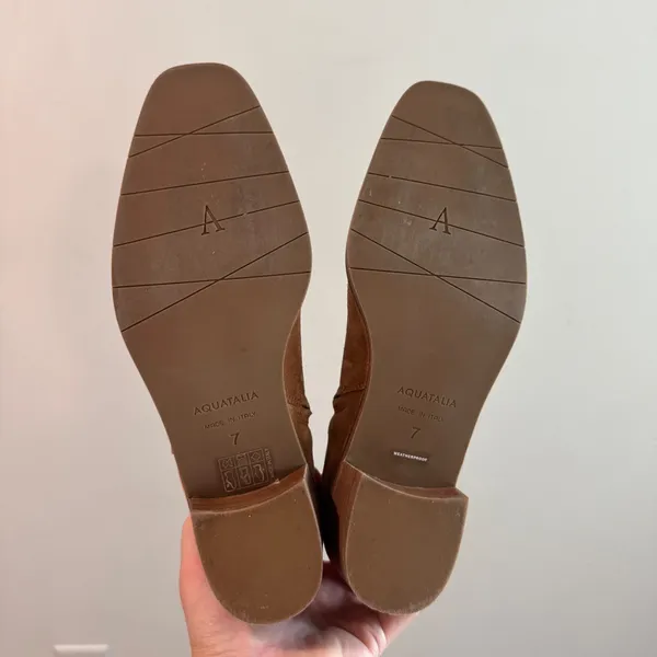 Aquatalia Reeta Tan Brown Weatherproof Suede Ankle Boots Made in Italy Womens 7 - Image 4