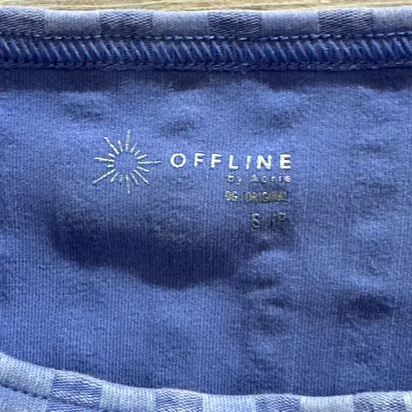 1468 | OFFLINE by Aerie OG Original Ribbed Lettuce Edge Crop‎ Top Blue Womens S - Image 4