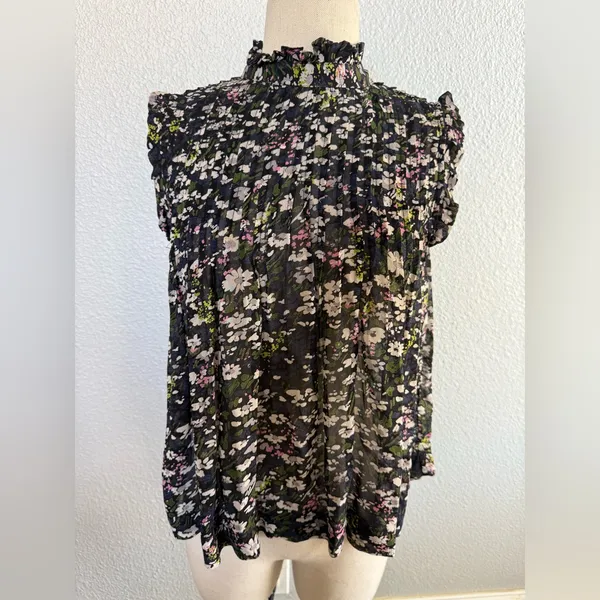 Ganni‎ Georgette Sleeveless Floral Blouse FR Size 34 - Image 2