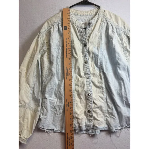 Free People We The Free Denim Button Down Top Light Wash Blue XS - Image 10