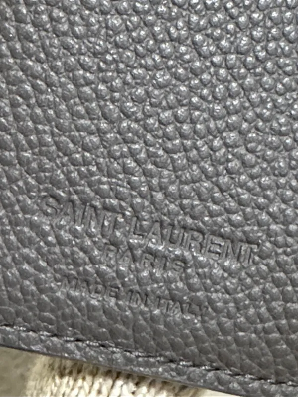 Saint Laurent Pebbled Leather Card Case in Taupe Gray - Image 12