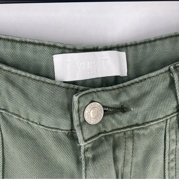 Vervet Cargo Wide Leg Jeans Army Green High Rise Utility 100% Cotton Size 26 - Image 4