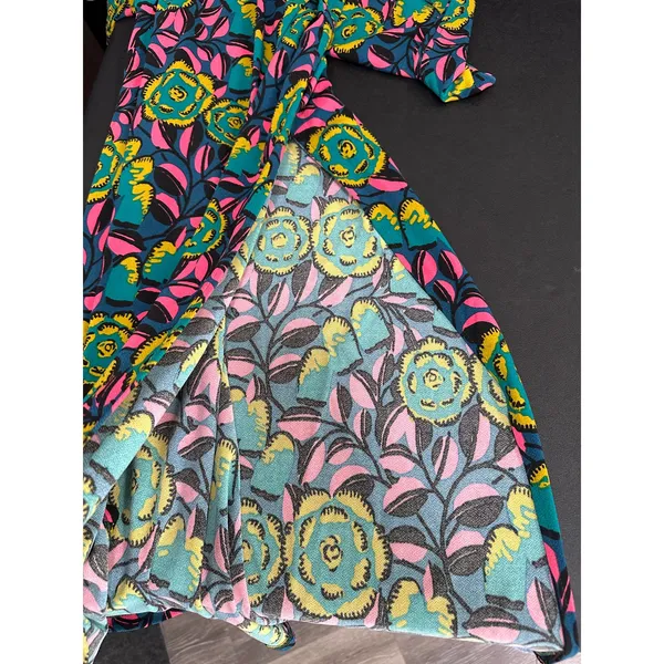 Leota Dress‎ Women's S Multi Blue Pink Bright Floral Marche Fleur V-Neck Maxi - Image 9