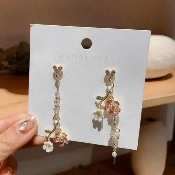Flower Dangle Drop Earrings for Women Gold - Image 2