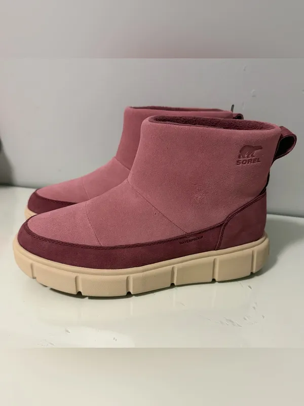 Sorel Pink Two-Tone Suede Waterproof Ankle Booties - Image 3