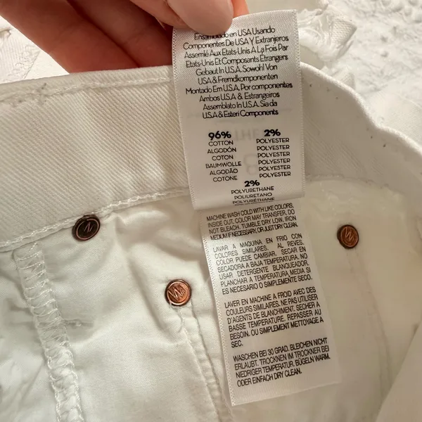 Mother The Rascal Slit Flip Short Glass Slipper White Denim Frayed Hem Size 28 - Image 5