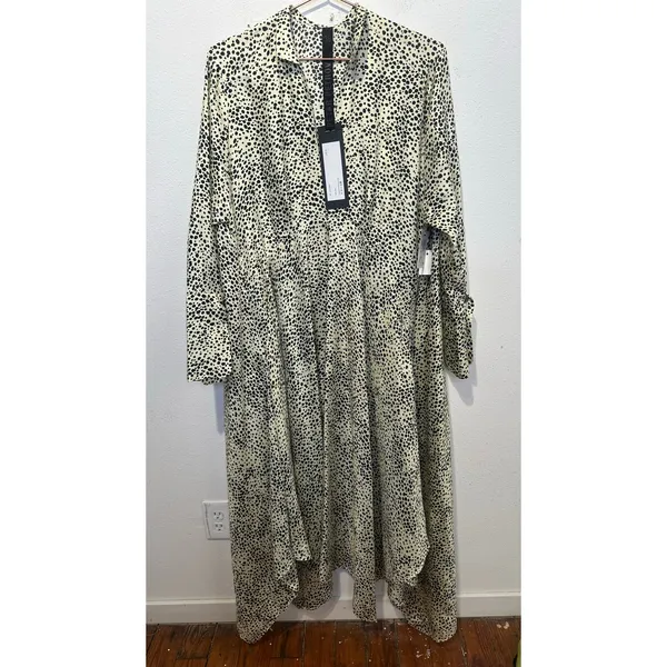 PETAR PETROV Neutral Light Green 100% Silk Black Spots Alex Silk Dress size XS - Image 3