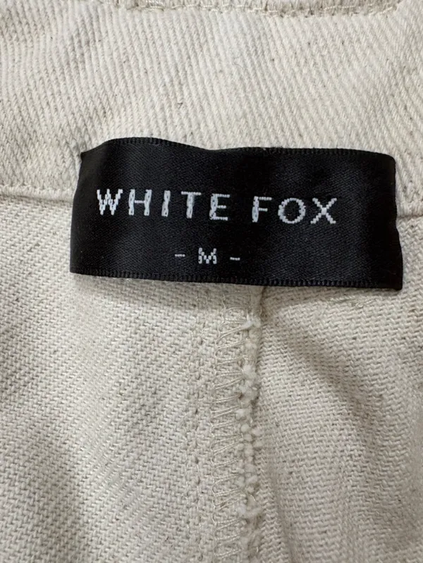 White Fox Off White Cream Textured Cargo Utility Pants Medium Rolled Cuffs Basic - Image 7