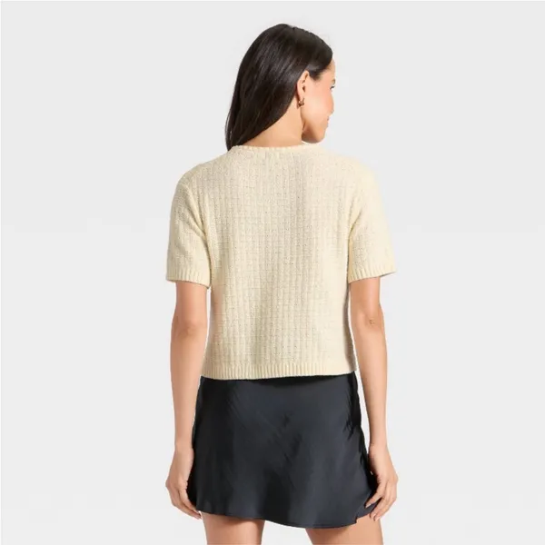 A New Day Beige Cream Knitted Minimalistic Lady Jacket Cardigan - Image 3