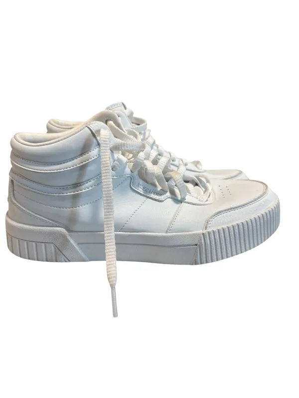 Skechers Jade High Reward White Faux Leather High Top Sneakers - Image 3