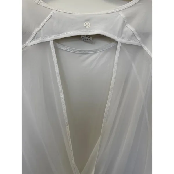 lululemon If You're Lucky Long Sleeve Sheer Mesh Open Back Wrap Top White Size 6 - Image 3