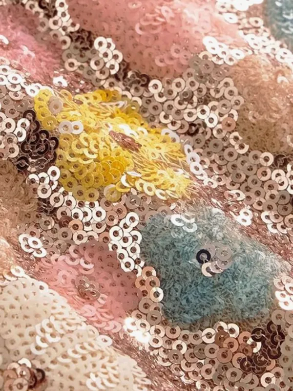 Sequin Floral Gold and Pastel Hippie Mini Skirt Size XS Date Night Going Out \ - Image 3