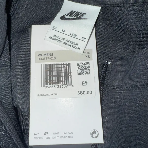 NIKE Women's Long Sleeve Half Zip Black Dress Floral Swoosh NWT $80 Size‎ XS - Image 7