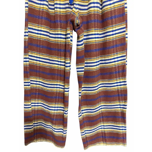 Free People Preppy Plaid Pull On Trousers Pants Flannel Brown/Blue‎ Size Medium - Image 5