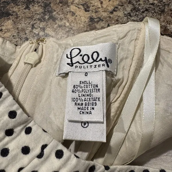 Lilly Pulitzer Womens Dress Vintage Strapless Polka Dot Mini Cream 0 Flawed MF - Image 2
