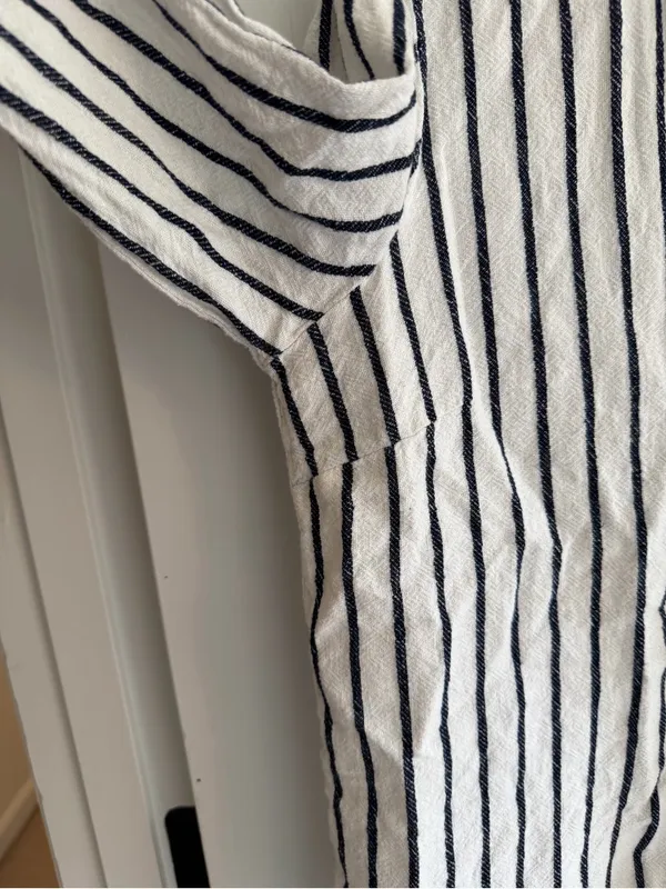 Ellen Tracy Linen Blend Striped Tie Front Bell Sleeve‎ Top Medium - Image 6