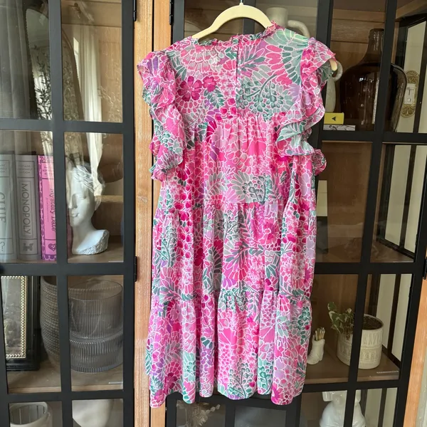 Red Dress Boutique Aura floral smocked dress mini colorful chiffon flutter ruffle short sleeve - Image 3