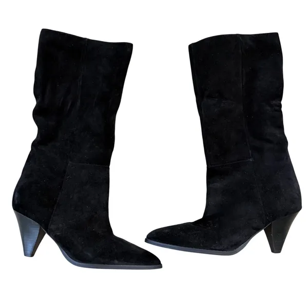 Nine West Womens Black Suede Pointed Toe Cone Heel Knee High Boots Size 9.5M - Image 2