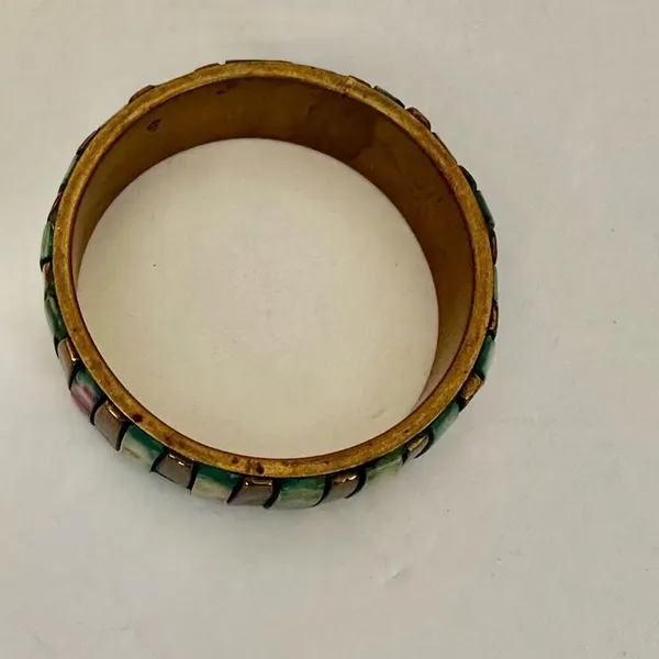 Brass inlay bangle bracelet - Image 6