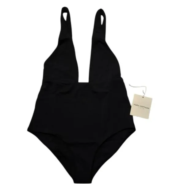 Mara Hoffman Women's Standard Audrey Black Deep V One Piece Swimsuit Size XL - Image 6