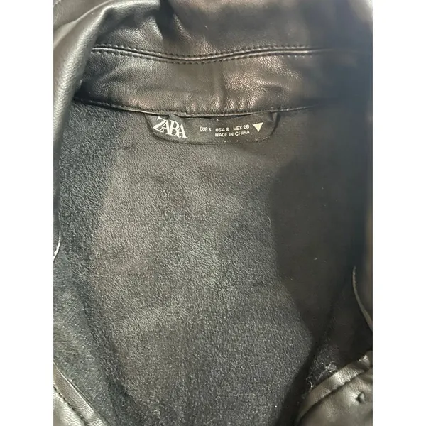 ZARA long Black Leather Jacket S - Image 3