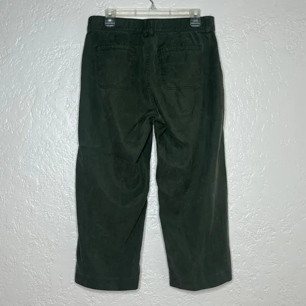 CHAPS Women's Green Wide Leg Zip Pants Tencel Cotton‎ Size 8 Lightweight - Image 2