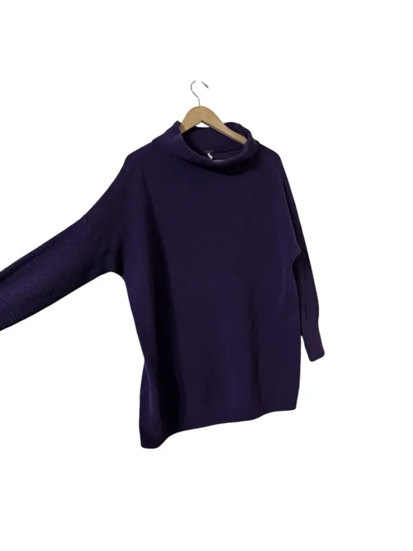 FREE PEOPLE Ottoman Cowl Purple Ribbed Sweater Pullover Top - Image 4