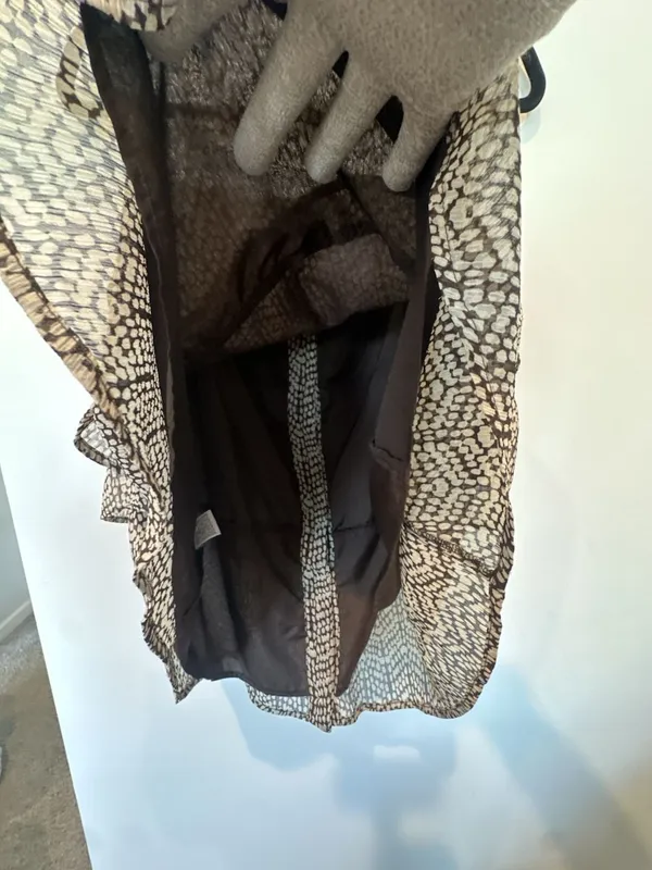 a.n.a A New Approach Brown and Beige Patterned Layered Ruffle Spaghetti Strap To - Image 5