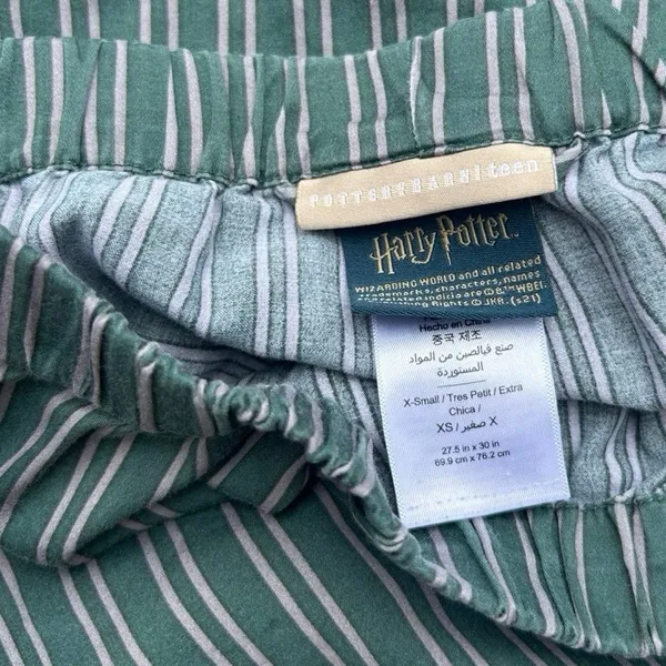 Slytherin Pajama Set Harry Potter x Pottery Barn Teen Size XS Green Button Down - Image 8