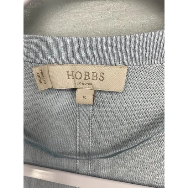 Hobbs London Womens Cardigan Cropped Open Front 3/4 Sleeve Light Blue Small - Image 4