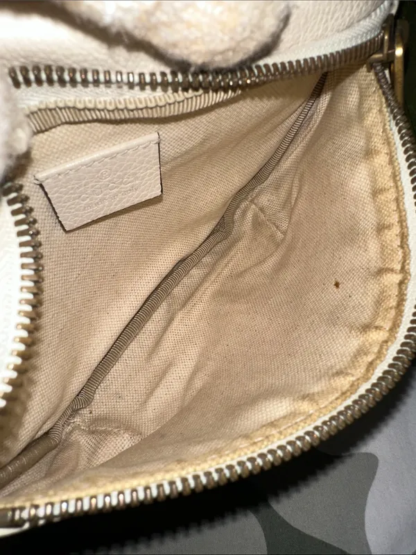 Gucci Off-White/Light Beige Leather Logo Web Belt/Body Bag - Image 10