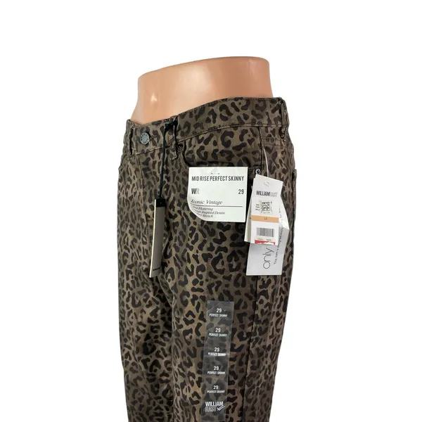 NEW William Rast Wild Cheetah Leopard Beige High Rise Skinny Denim Jeans Size 29 - Image 2
