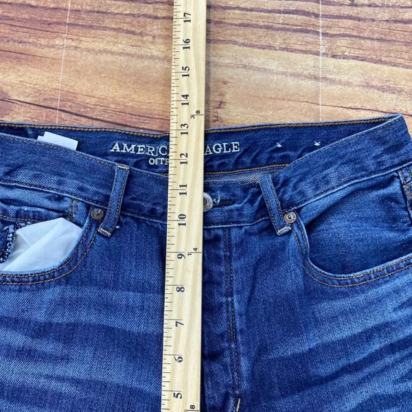 American Eagle Hi-Rise Girlfriend Distressed Medium Wash Womens Blue Jeans sz 8 - Image 9