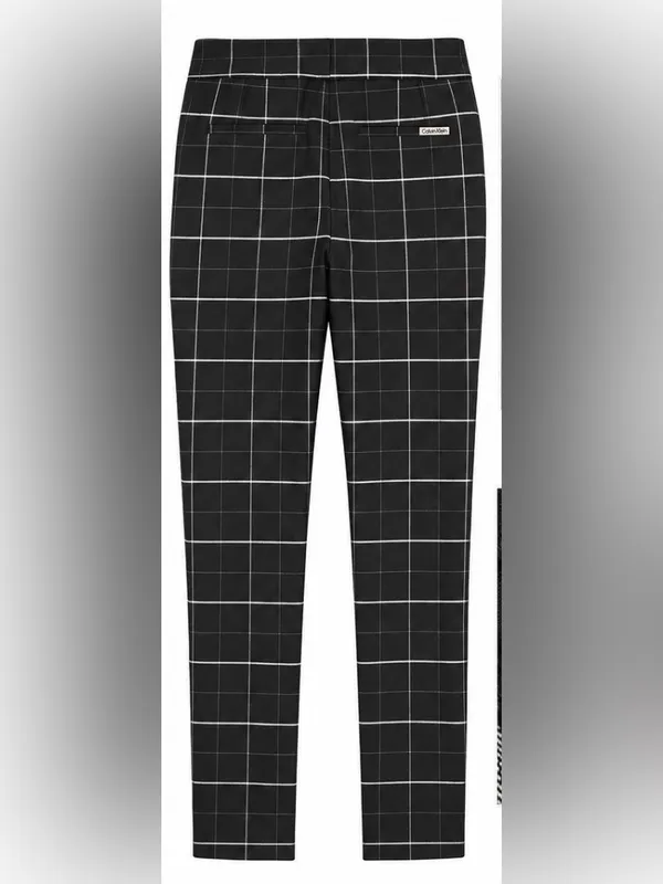 Calvin Klein Black Windowpane Plaid Slim Ankle Pants Size 8 Career Office - Image 2