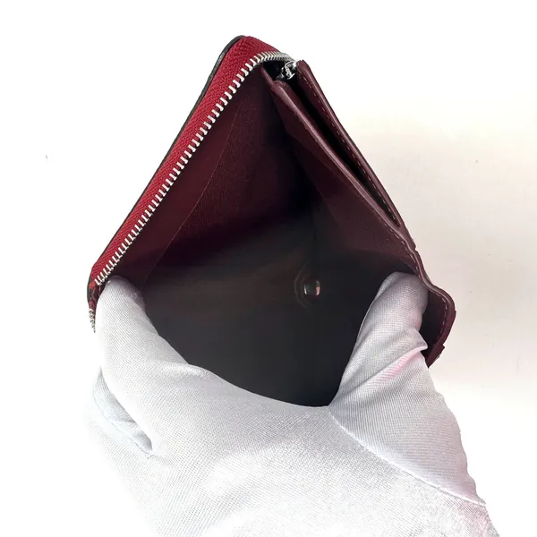 Coach Medium Id Zip Wallet Signature Canvas Wild Strawberry Khaki Red CH529 - Image 5