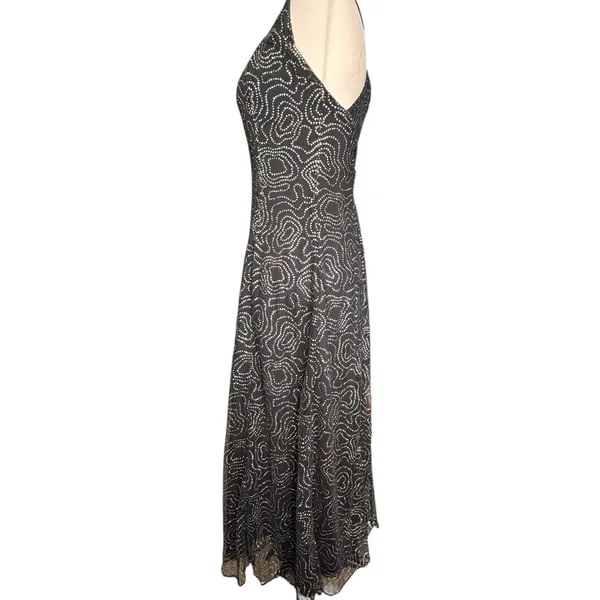 Vintage‎ All That Jazz Black Mesh Rhinestone Maxi Dress Open Back Party Wedding - Image 6