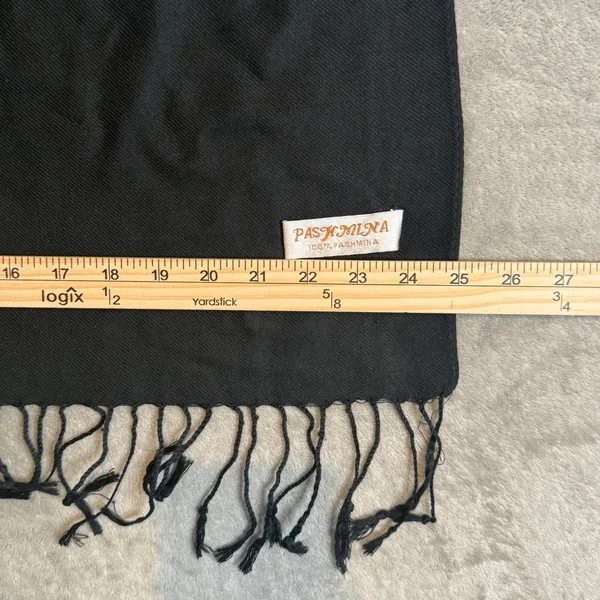 Pashmina Scarf Fringe Trim Wrap 100% Pashmina Black Unisex Adult - Image 4