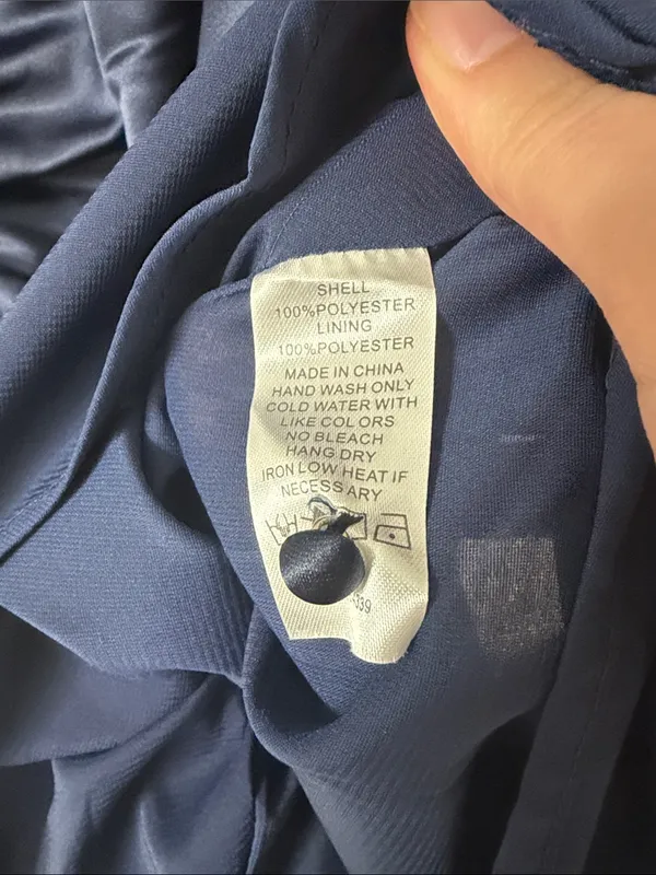 Petal + Pup Lisbeth Ruched Satin Midi Dress Navy Large NWT - Image 10
