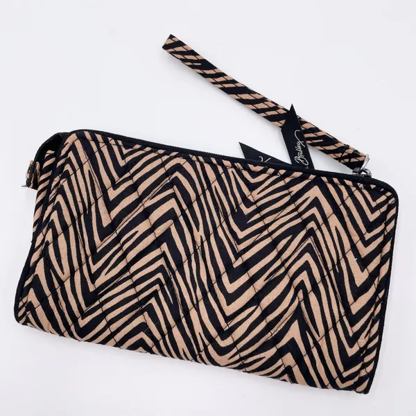 Vera Bradley Front Zip Slim Clutch Wristlet Wallet Zebra Print Quilted Cotton - Image 5