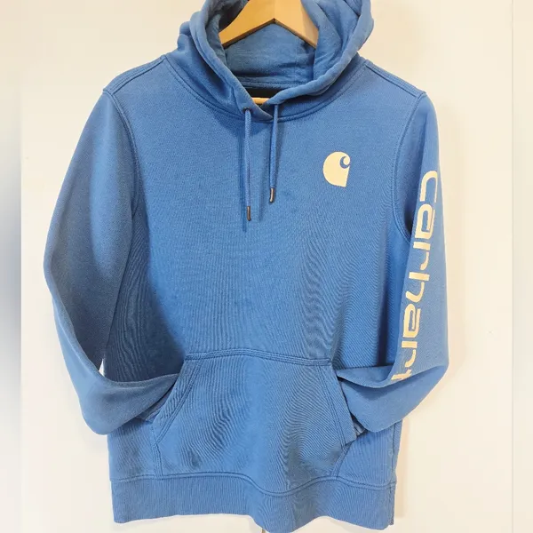 Carhartt Women's Blue & White Hoodie Size M - Image 3