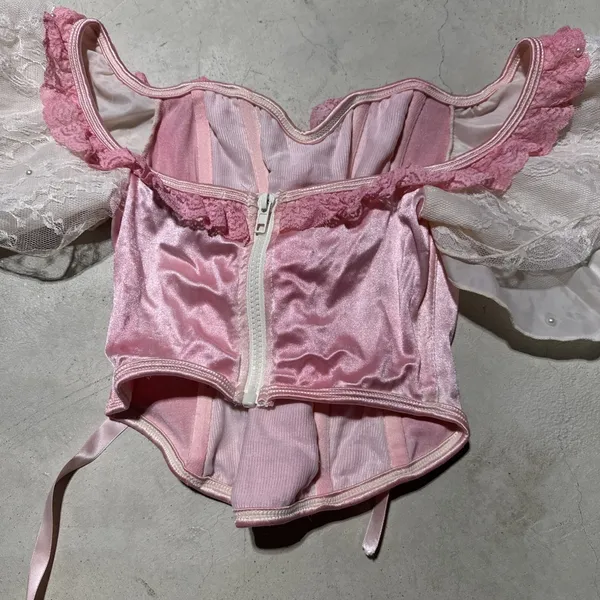 Dollskill Trick N Treats Women's Pink Wired Corset Lace Back Top Size XS Sexy - Image 10