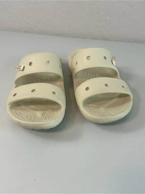 Crocs Classic Two Strap Slide On Ventilation Sandals Crocs Charm in Bone Size 7 - Image 3