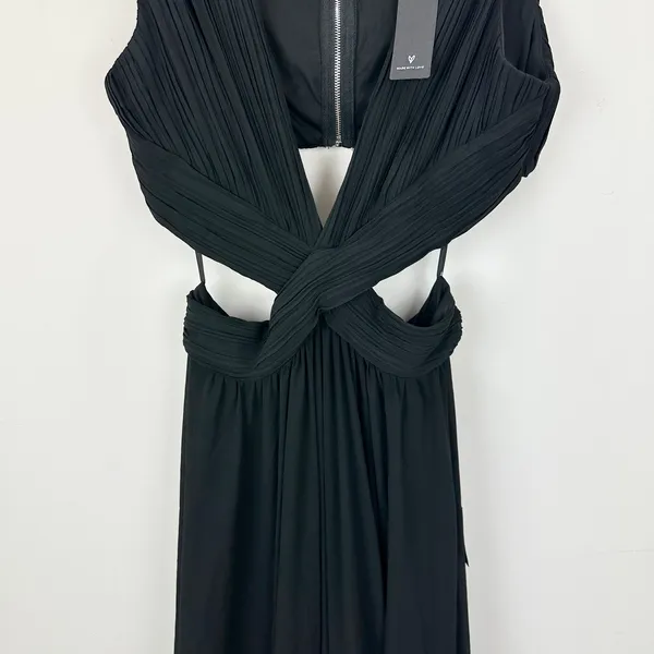 Lulus Vivid Imagination Black Cutout Maxi Dress Long Formal Chiffon Large NWT - Image 8