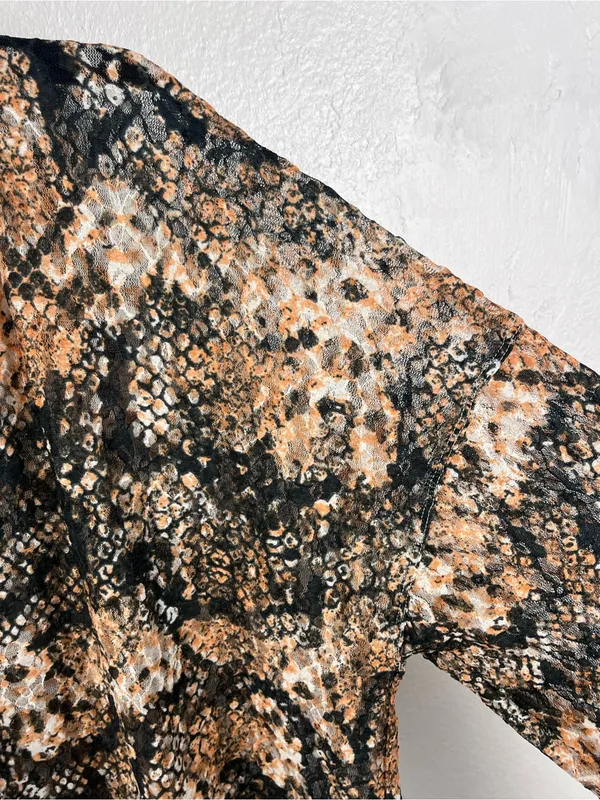 FREE PEOPLE Out For The Night Faux Snakeskin Print Sheer Top Size Large Boho - Image 8
