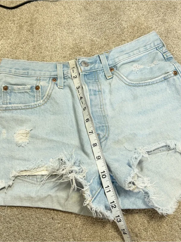 Levi’s 501 Women’s Original Shorts Denim High Rise Button Fly in Light Wash 28 - Image 11