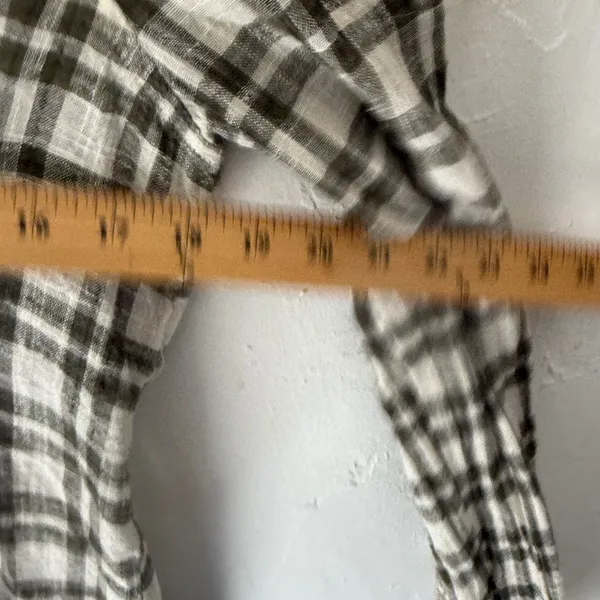 Free People‎ Womens Plaid Long Sleeve Button Shirt Olive Green Bohemian Cabin XS - Image 4