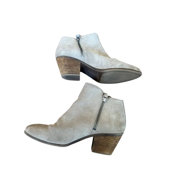 Frye Sacha Moto Ash Suede Pointed Toe Ankle Booties Womens 8.5M Tan Western Boot - Image 4
