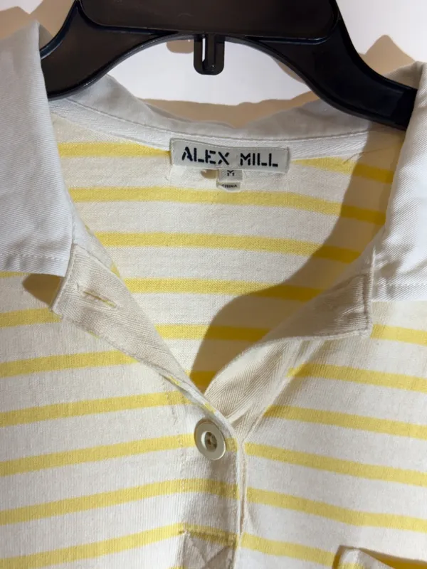 Alex Mill Natural Yellow Stripe Cotton Rugby Polo Mini Dress Size M - Image 4