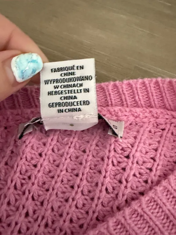 Sincerely Jules Pink Waffle Knit Ruched Drawstring Crop Sweater Y2K Medium - Image 5